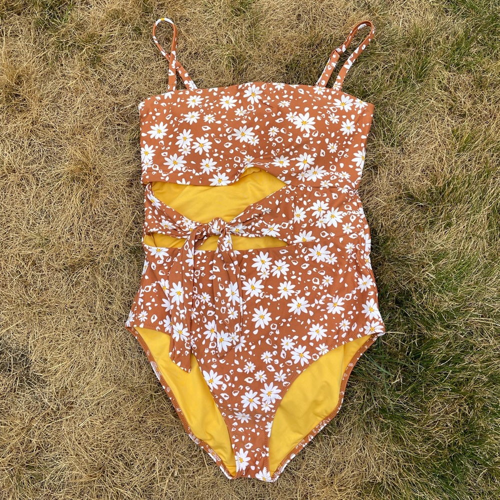 Aerie Floral Cutout One Piece Swimsuit